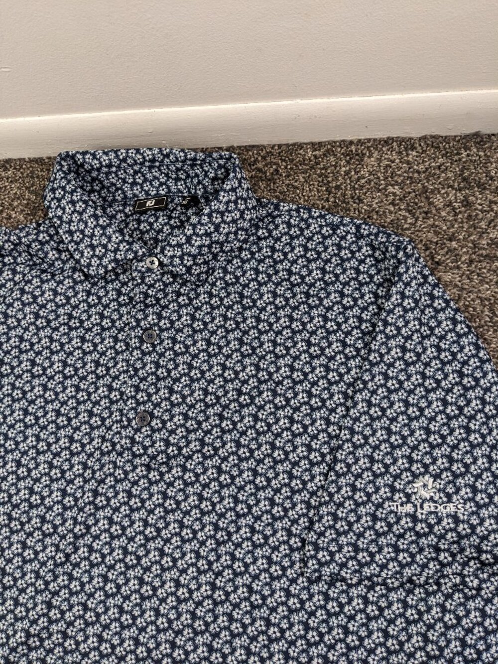 The Ledges Golf Club Polo Shirt FootJoy Performance Floral Blue Mens 2XL